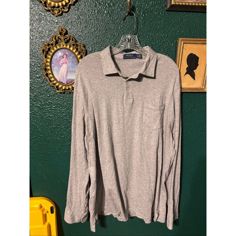 Ralph Lauren Gray Polo Long Sleeve Size XL Collared Cotton